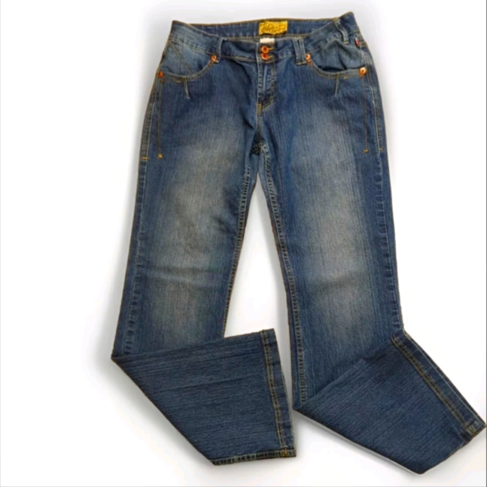 Mecca Femme USA Jeans Womens Vintage Straight Leg Size 13/14 Embroidered Denim